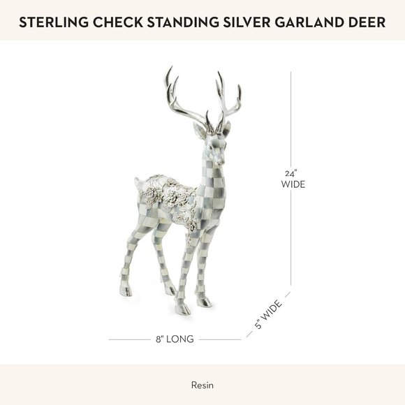Whimsical Sterling Check Deer Figurine 15.75” – Perfect for Festive Displays - Picture 3 of 6